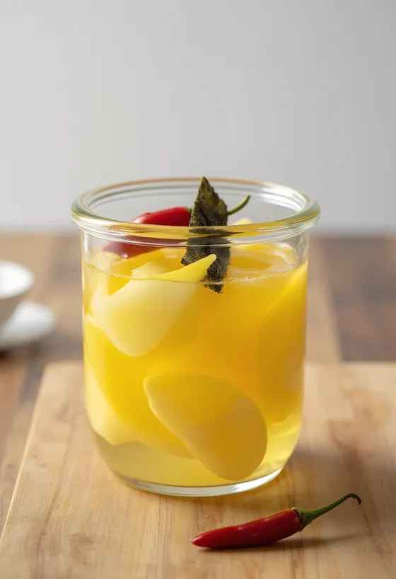 Takuan pickled daikon radish in a jar