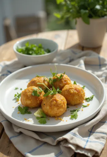 Acarajé with green tomato salad, crisp Brazilian food