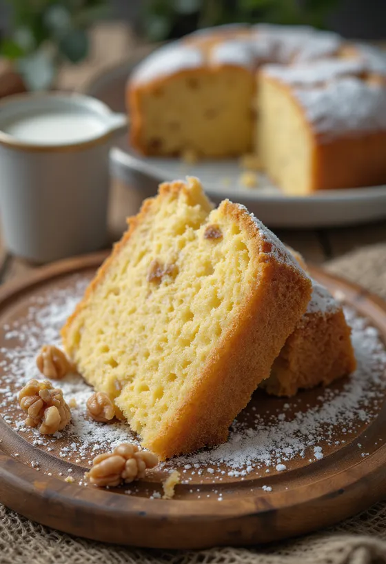 Walnut cake served on a plate