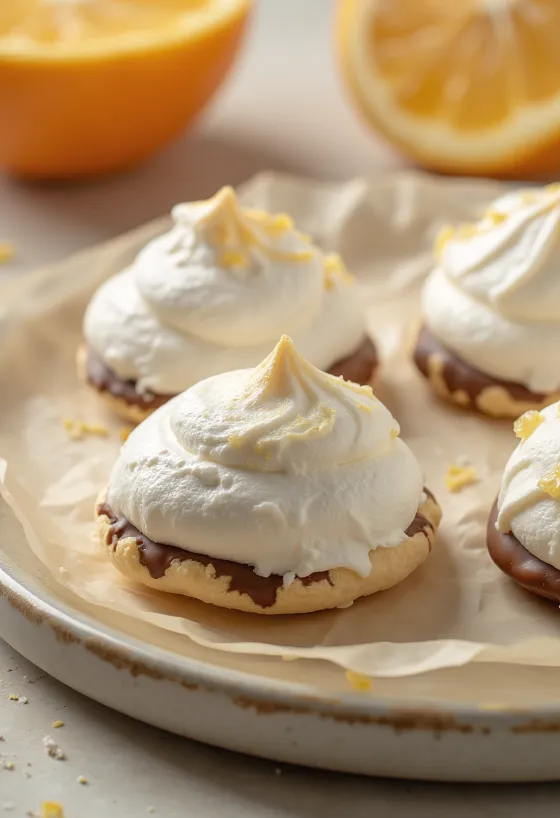 Honey and orange meringues served