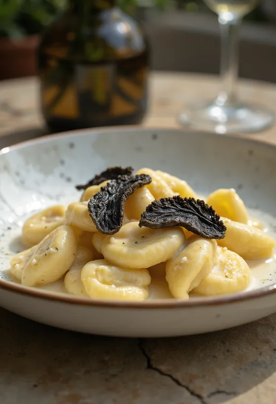 Truffle gnocchi served
