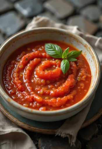 Tomato basil sauce served
