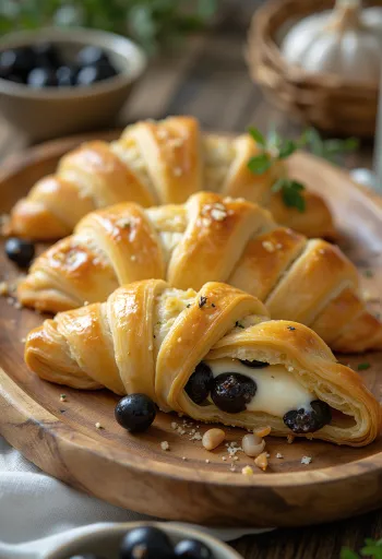 Cream cheese and olive burek served