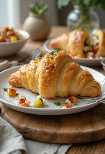 Vegetable filled croissant served