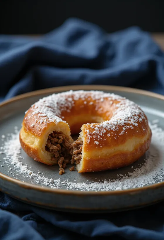 Elk Meat Doughnut served fresh