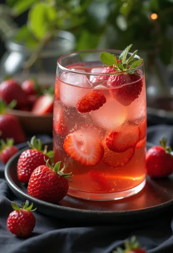 Strawberry basil cider served in glasses