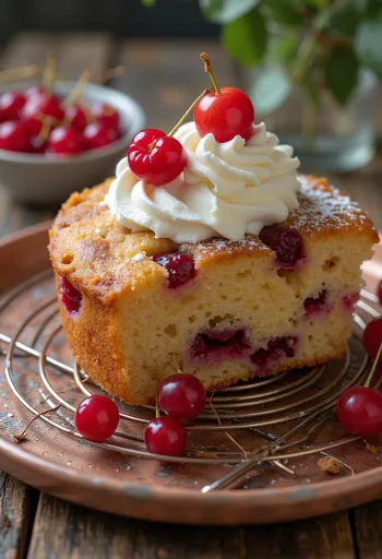 Cinnamon redcurrant cake served in slices