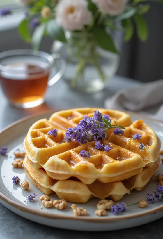 Lavender Honey Waffle served