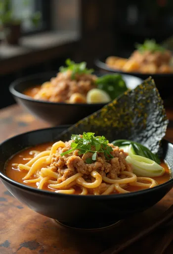 Tantanmen ramen served with sesame paste broth and minced meat
