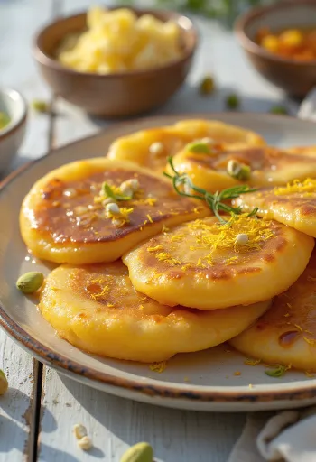 Malpua Indian syrup pancake served