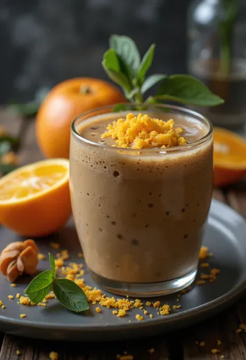 Orange and coffee smoothie freshly served