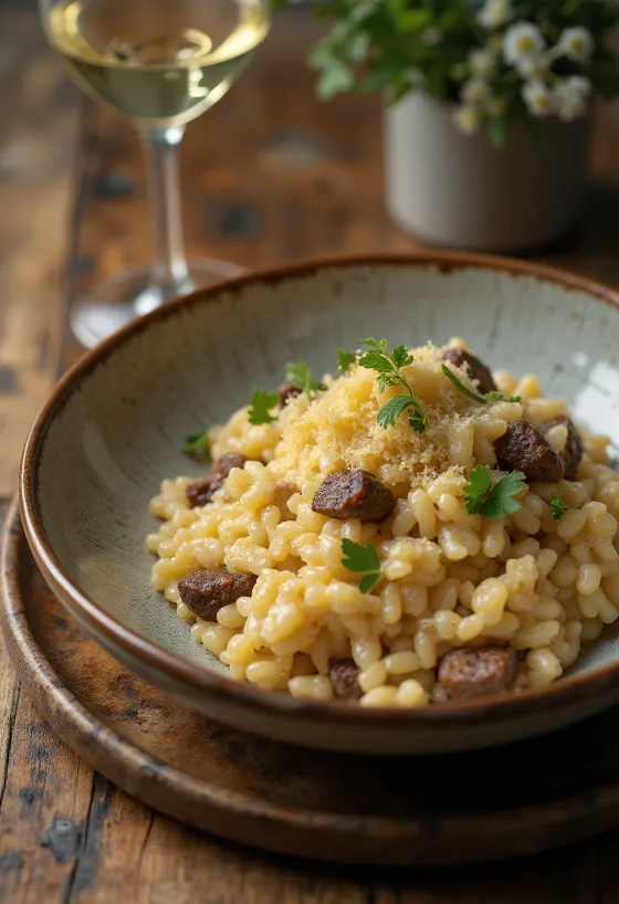 Risotto with chicken liver, parmesan and fresh parsley