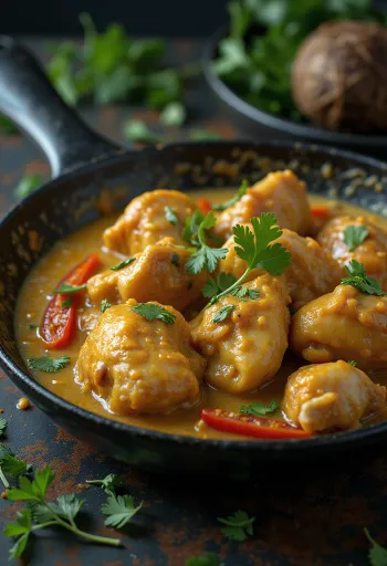 Chicken Bicol Express, served with rich coconut milk and chilli peppers