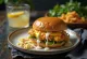 Chicken ranch burger served