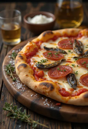 Diavola pizza with anchovies and chilli