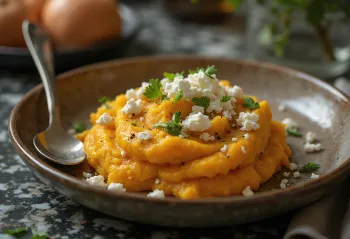Quibebe with cheese served, garnished with fresh coriander