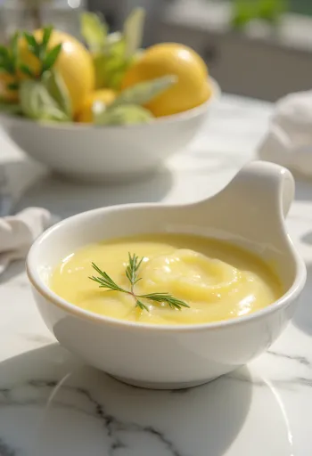 Rosemary lemon sauce served with grilled fish