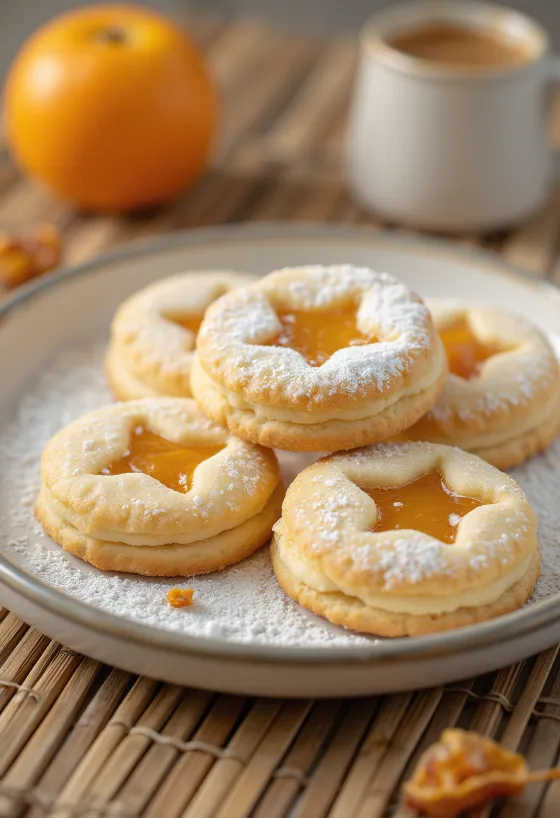Apple orange Linzer biscuits served