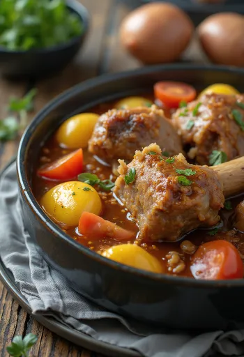 Khashlama served with lamb and vegetables