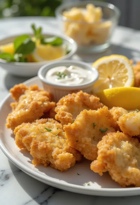 Breaded brains served in crispy coating with fresh vegetables