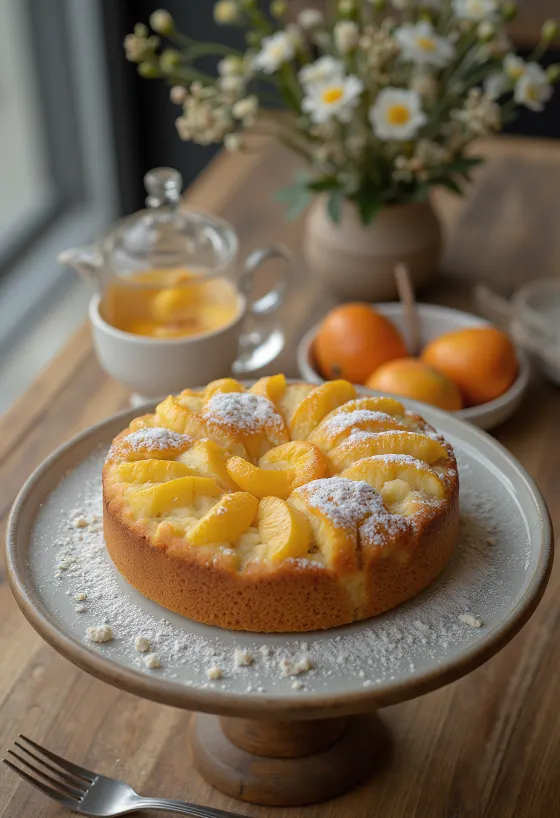 Apple orange cake served