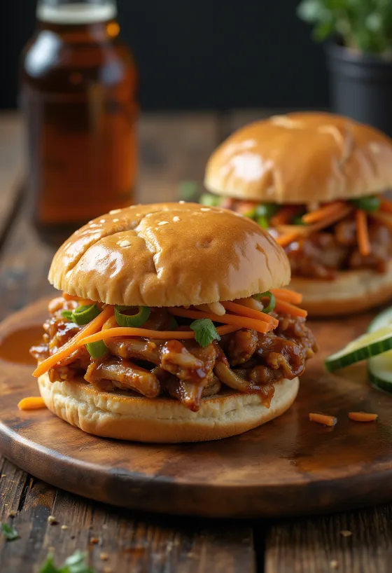 Pulled pork bao bun served