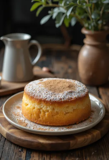 Cinnamon sponge cake sliced and served