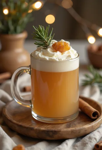 Pine bud cider served in a glass
