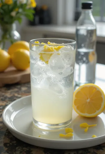 Probiotic lemonade kefir in glasses, decorated with fresh lemon zest