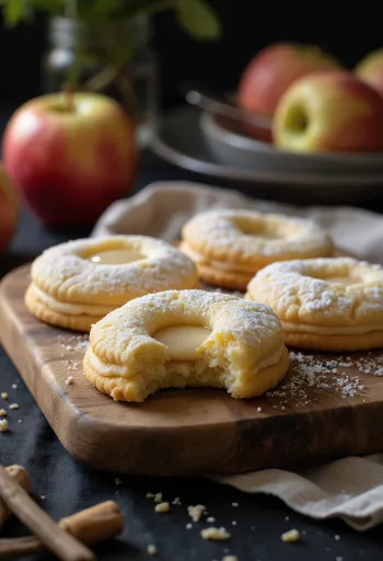Apple vanilla Linzer biscuits served