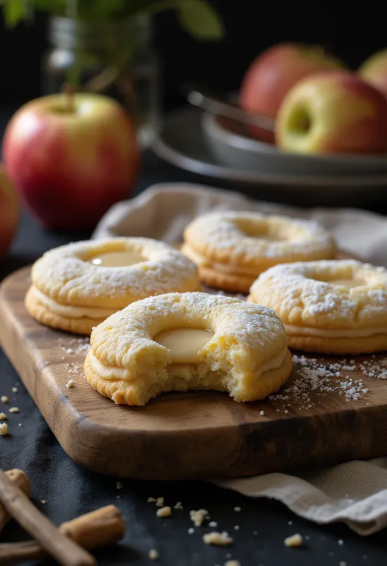 Apple vanilla Linzer biscuits served