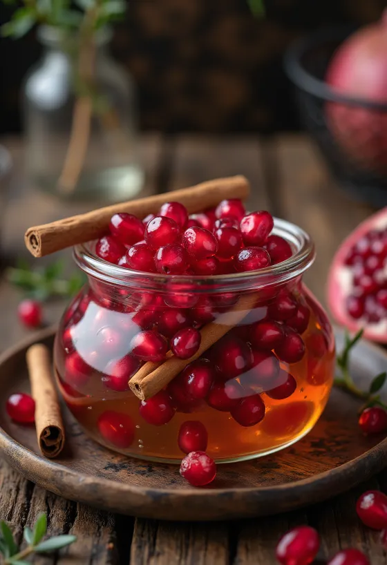 Sweet and sour pomegranate seeds served