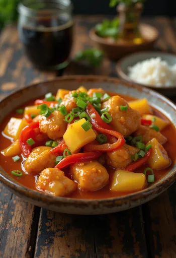 Thai sweet and sour chicken served with rice