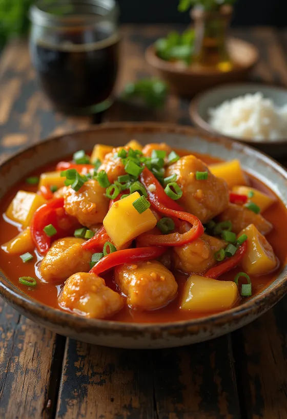 Thai sweet and sour chicken served with rice