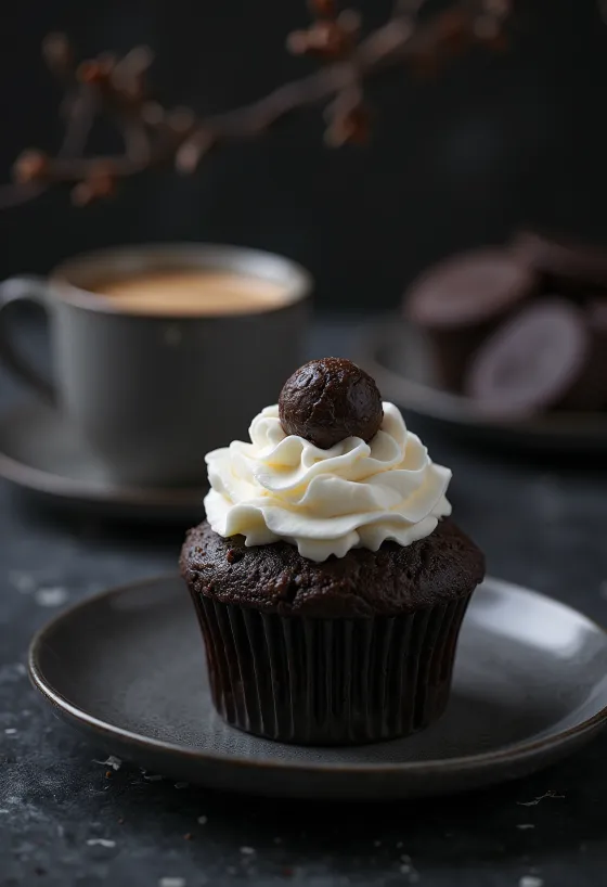 Truffle espresso cupcakes served