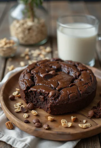 Vegan chocolate oat cake served in slices