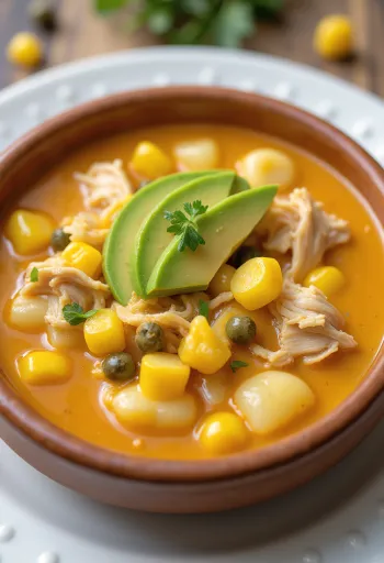 Ajiaco with chicken served