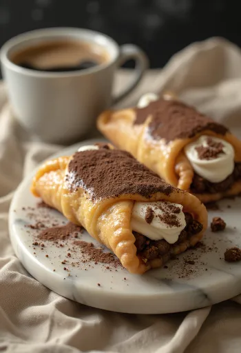 Tiramisu cannoli served