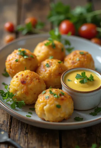 Acarajé with mustard sauce, balls made from black beans served with mustard sauce and garnished with coriander