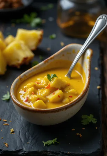 Pineapple curry sauce served
