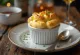 Garlic and cheese soufflé served