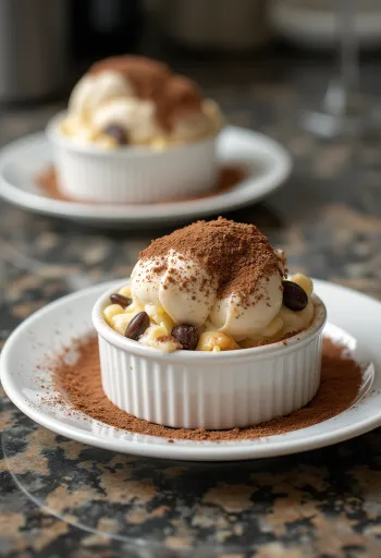 Tiramisu ice cream served
