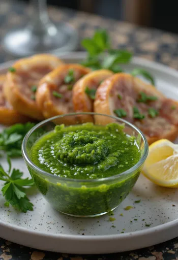 Chimichurri sauce served with grilled meats