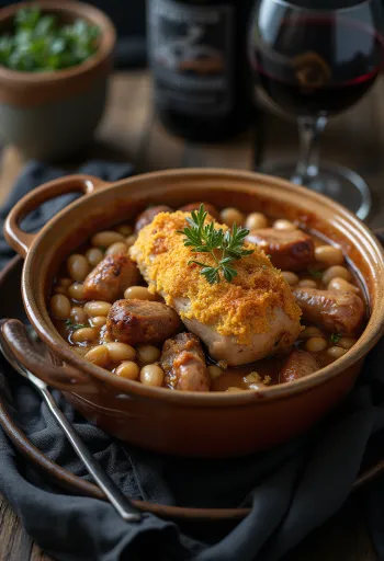 Cassoulet French meat and bean stew served