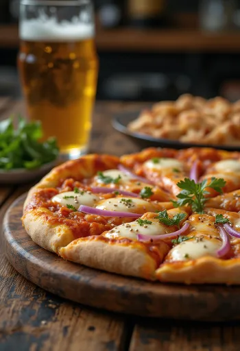 Kimchi pizza with Korean kimchi and gochujang sauce