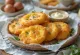 Breaded aubergine in crispy coating, fried golden brown