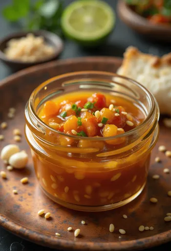 Sesame chilli lime sauce served