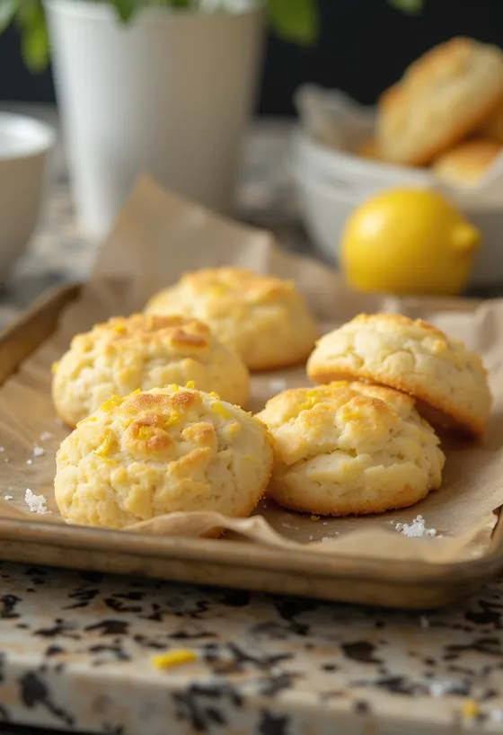 Golden brown curd cheese biscuits sprinkled with sugar