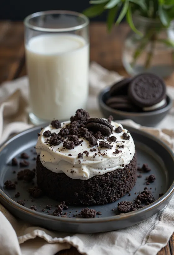 Vegan cookies and cream cake served