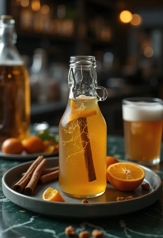 Spiced cider served in a bottle